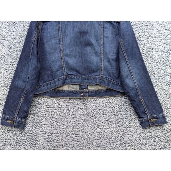 Old Navy Denim Jacket Size XL Button Up Trucker Jean Bomber Western Biker Blue - Picture 8 of 12